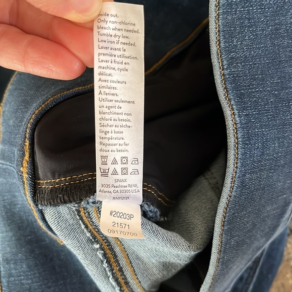 Spanx Distressed Ankle Jeans High Waist Blue Size 1X Skinny Jean Jegging - Picture 6 of 10